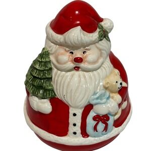 Vintage Ceramic Santa Claus Coin Penny Bank Christmas Teddy Festive Holiday cute